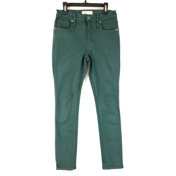 Madewell 9" Mid Rise Skinny Jeans Women's Size 25 Stretch Pants Green - Picture 1 of 13